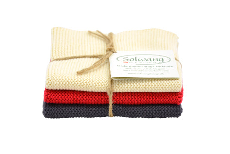 Küchentücher - Natur-Rot-Grau