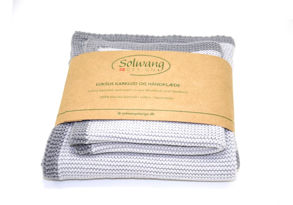 Gästehandtuch & Lappen - Grau gerahmt